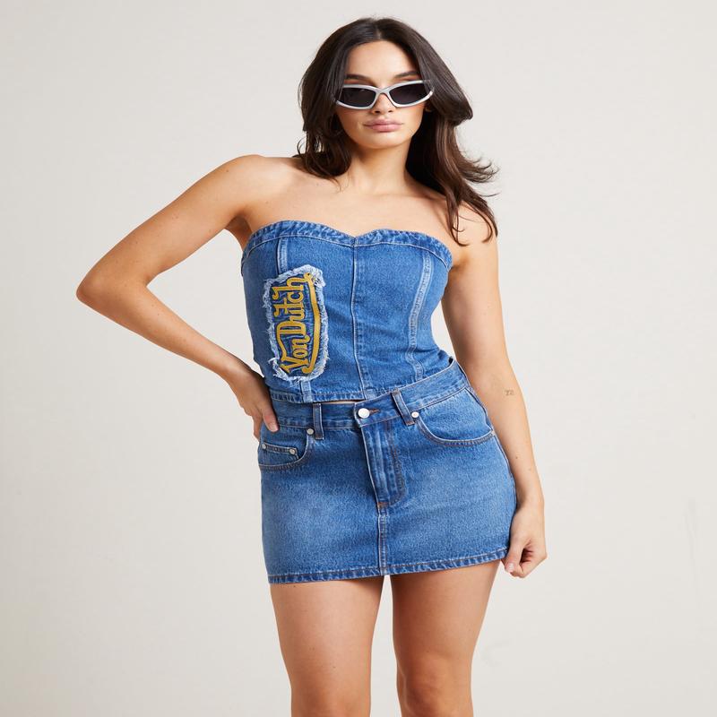Denim Bustier Top in Blue