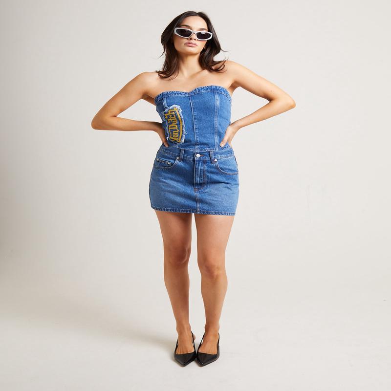 Denim Mini Skirt in Blue