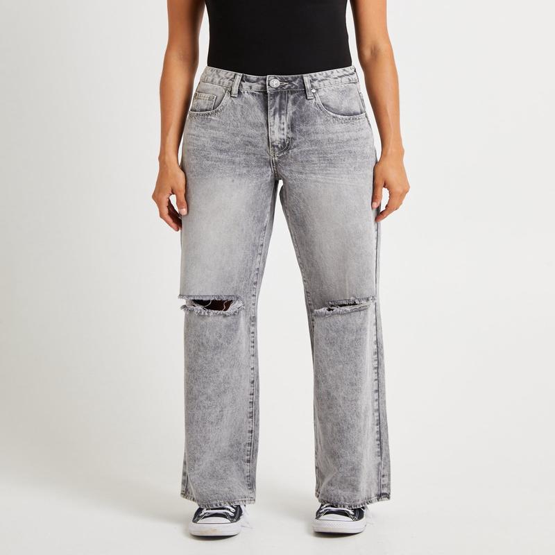 Smoke Jackson Mid Waist Wide Denim Jeans