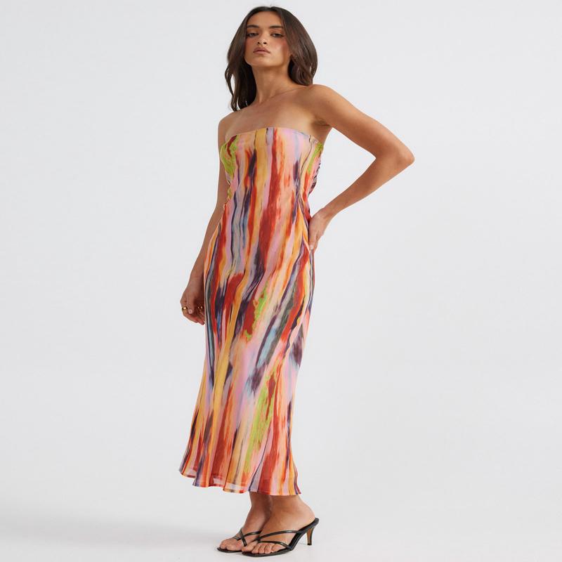 St Barts Strapless Maxi Dress in Multi