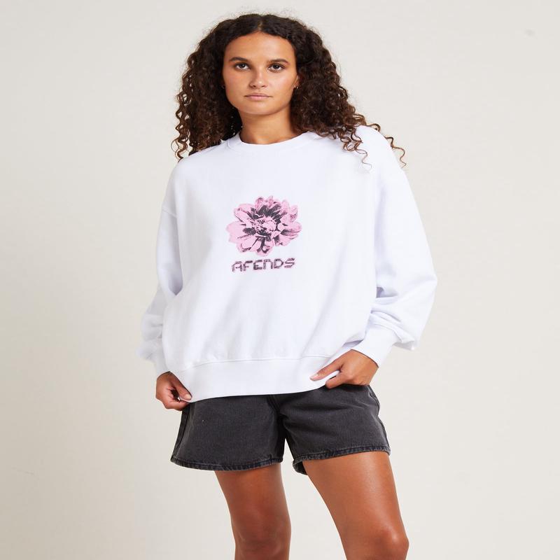 Bloom Recycled Crew Neck Jumper White