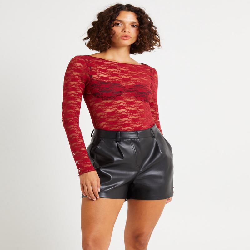 Leah Sheer Long Sleeve Lace Top