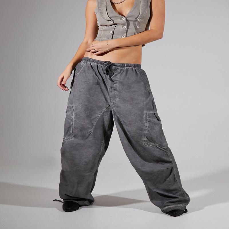 Parachute Pants Washed Black Oil