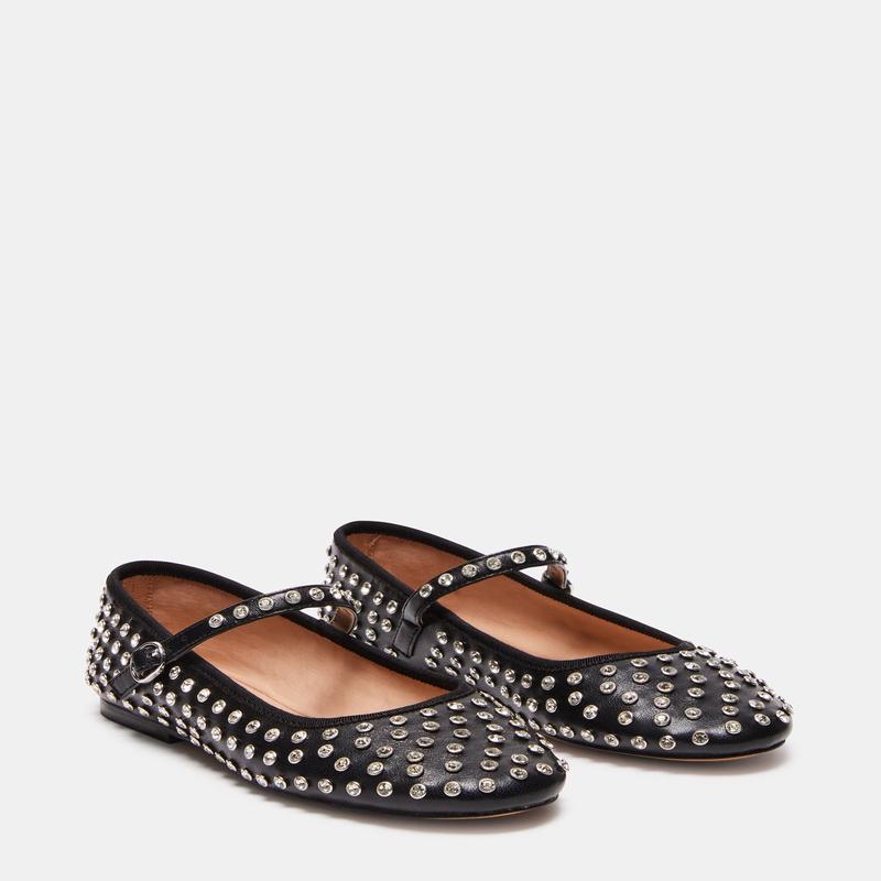 Vinetta Flats in Rhinestone Black