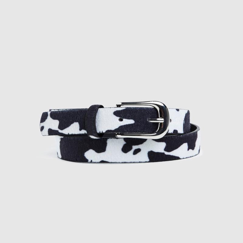 Abby Cow Print Belt Black/White