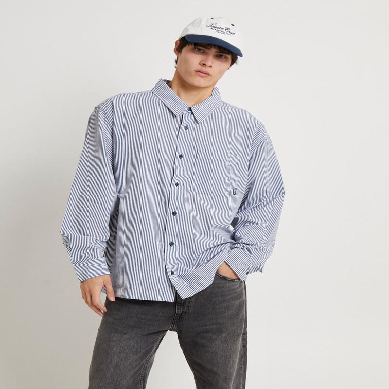 Intergalactic Recycled Long Sleeve Shirt Navy Stripe