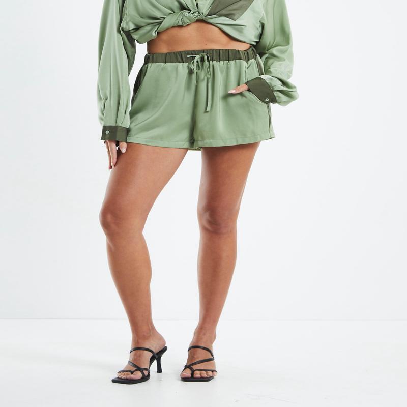 Juniper Silky Boxy Shorts Sage Green