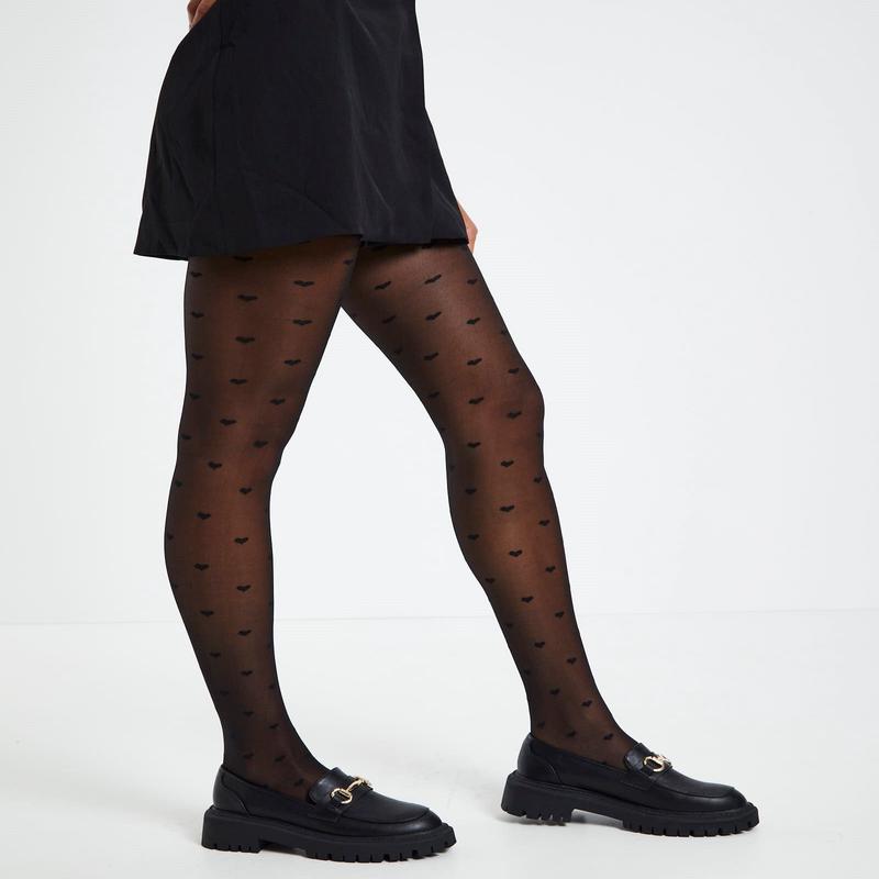Mesh Heart Tights Black