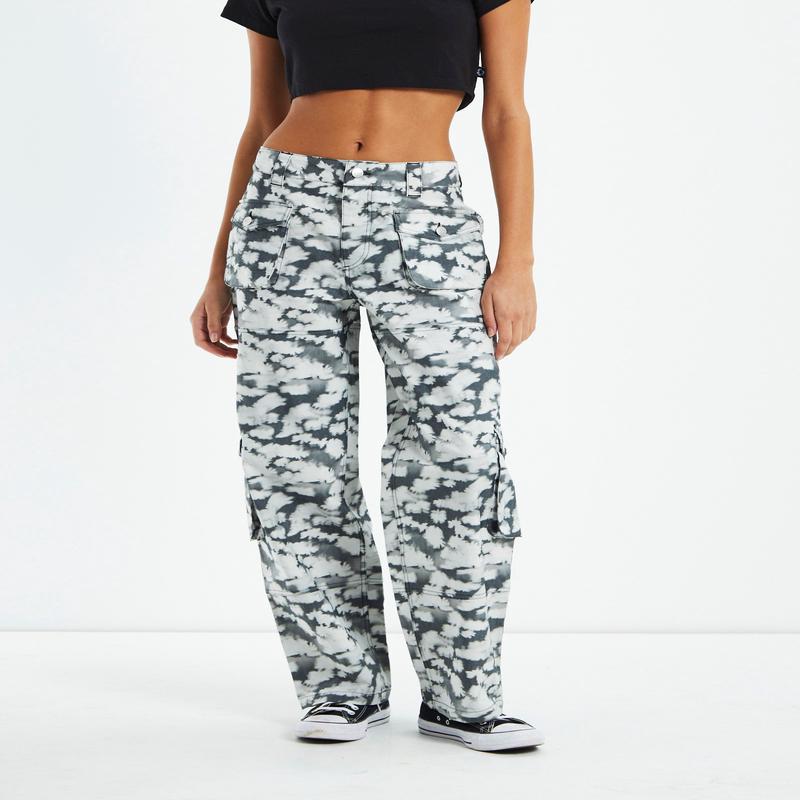 Recycled Cargo Pants Black Floral