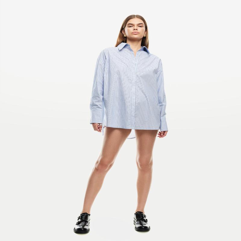 Boyfriend Long Sleeve Shirt in Blue Stripe