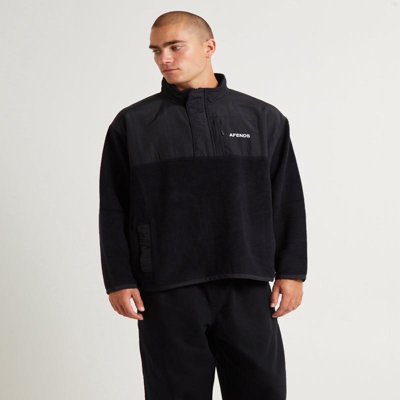 Message Recycled Fleece Pullover Black