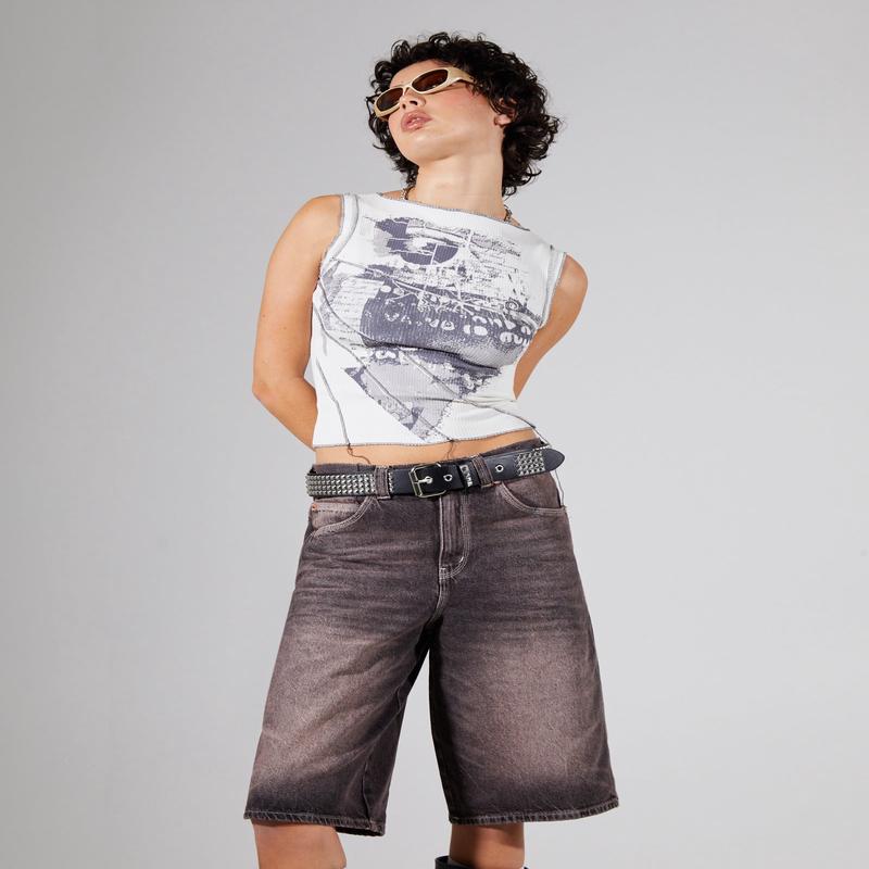 Print Splice Rib Tank Top