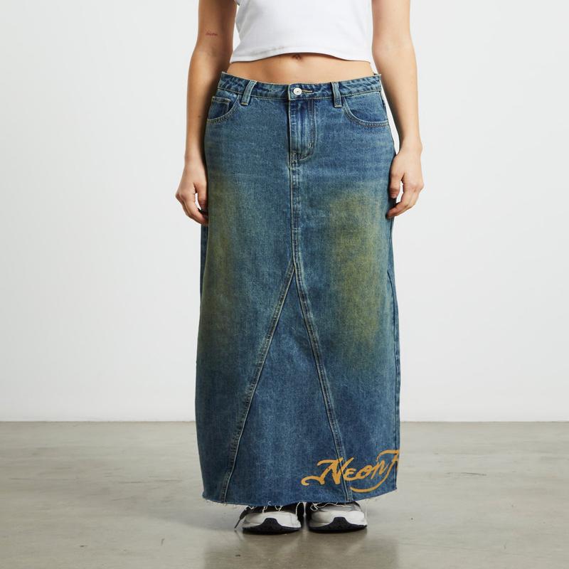 Tatiana Midi Denim Skirt in Vintage Tint Blue