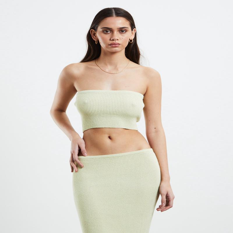Davia Knit Crop Top Pear Green