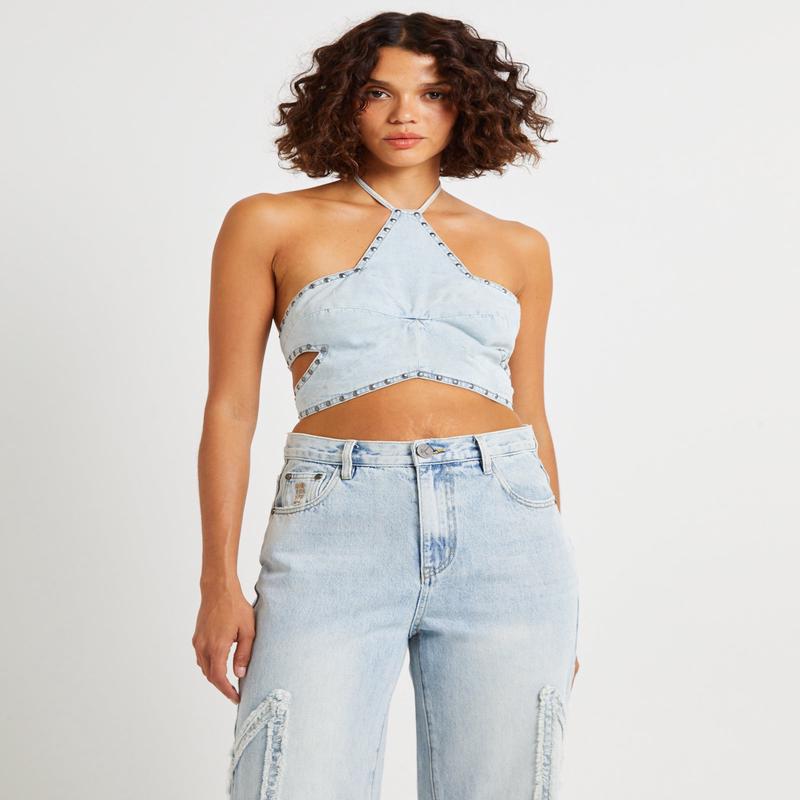 Diamonde Star Denim Top