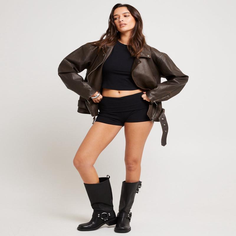 Ines Distressed Biker Jacket