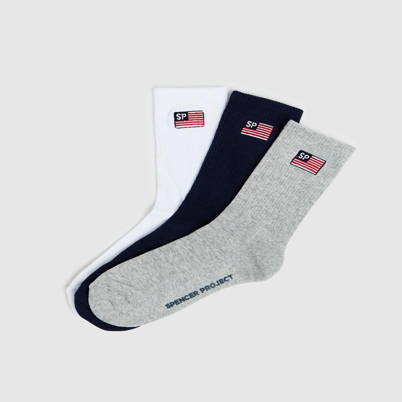 International Socks 3 Pack White/Grey/Navy