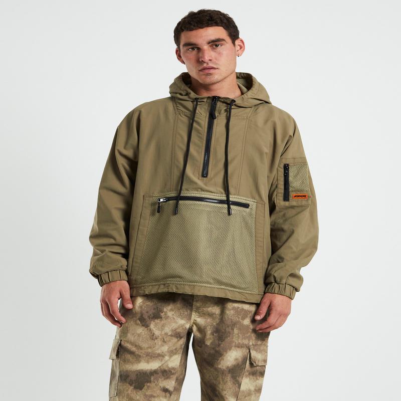 Quarter Zip Hoodie Anorak Fatigue Green