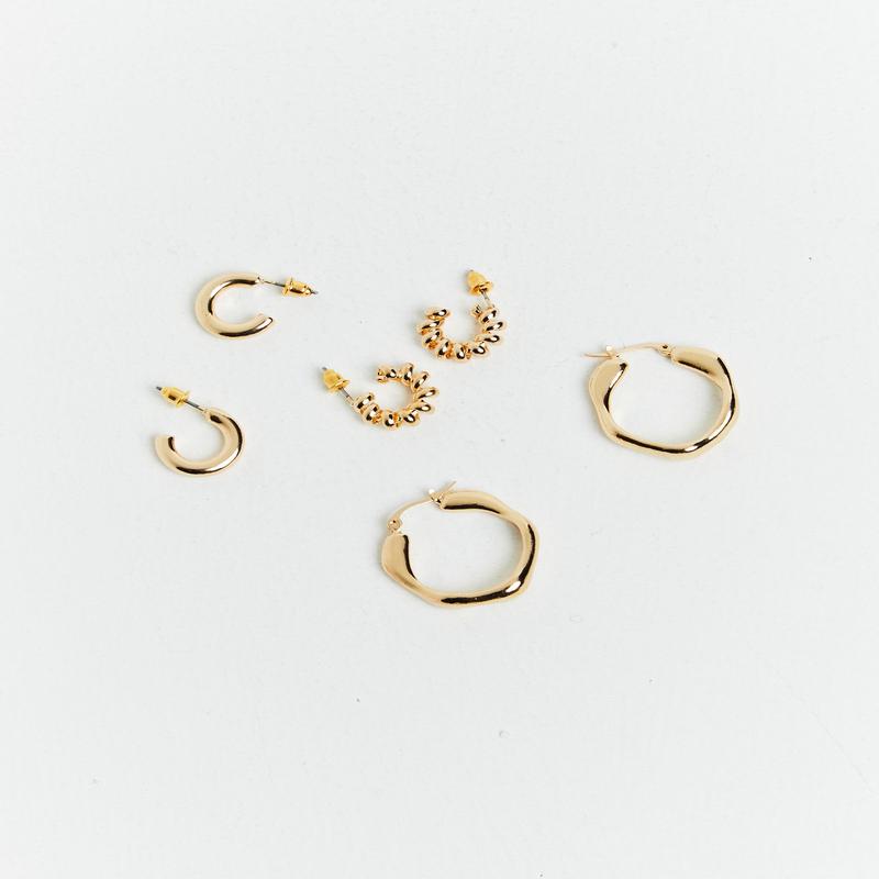 Aire Assorted Hoop Earrings Pack Gold