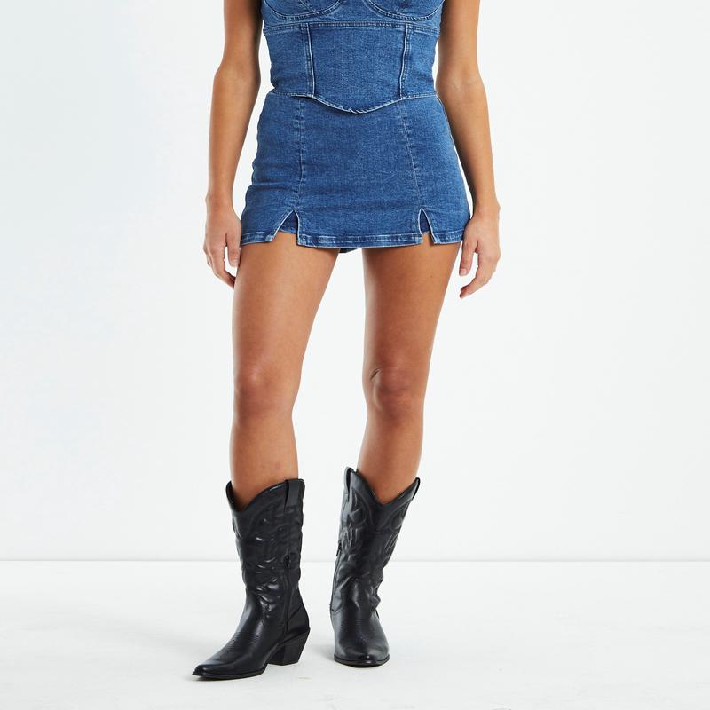 Alix Clean Front Denim Skort