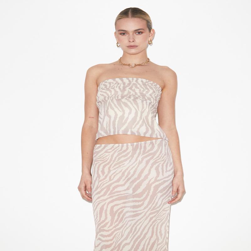 Cassie Ruched Corset Top in Beige