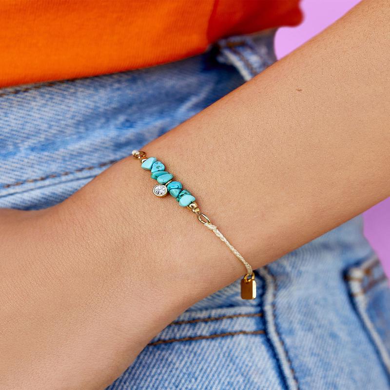 Dainty Turquoise Bead Charm Bracelet