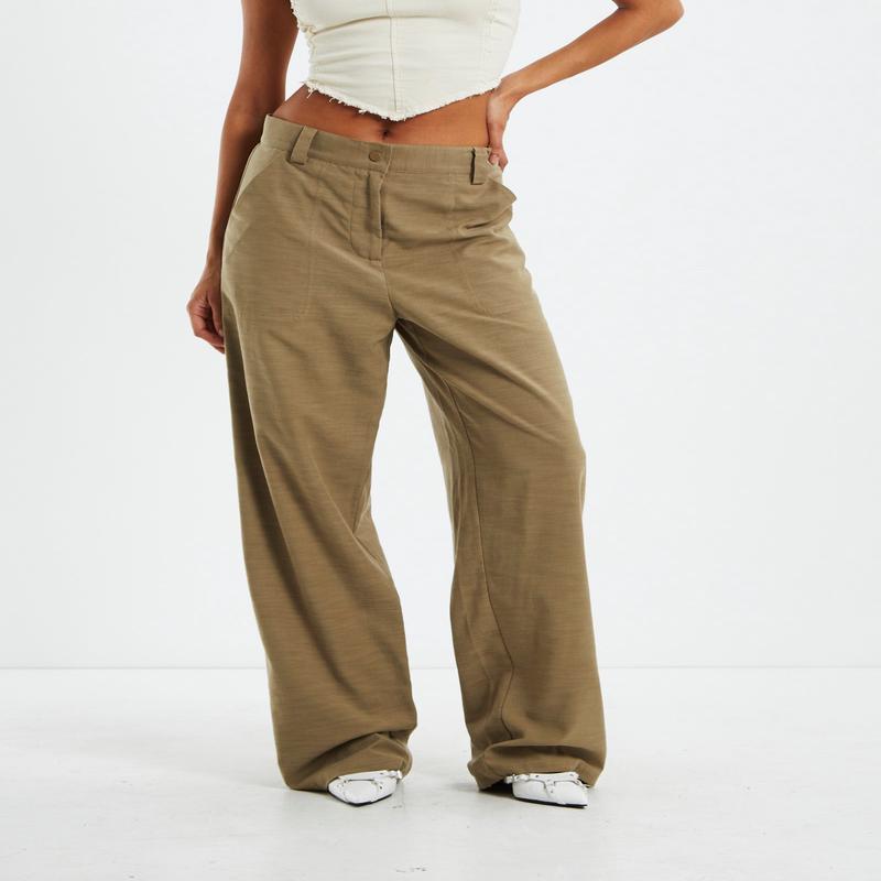 Donna Low Rise Chinos Khaki