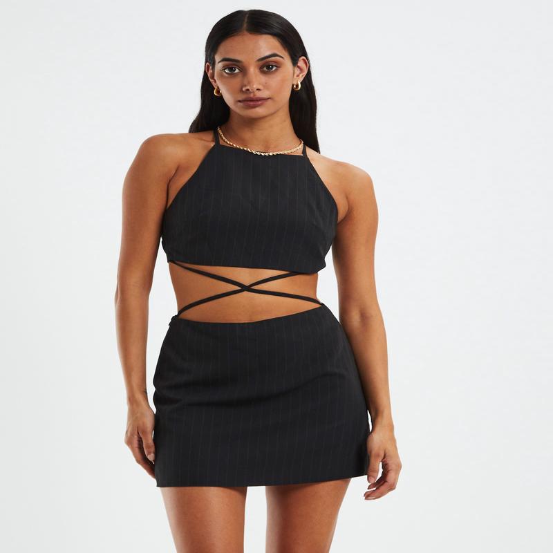 Sabra Pstripe Cut Out Dress
