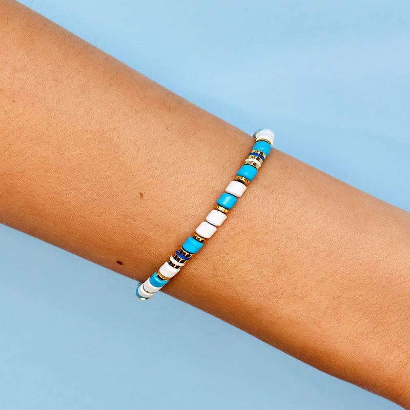 World Water Day Mixed Bead Stretch Bracelet