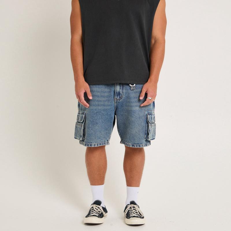 Baggy Denim Cargo Shorts