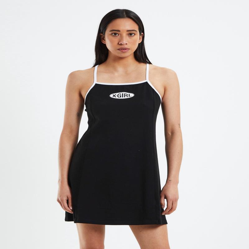 Basic Oval Logo Tennis Dress Black