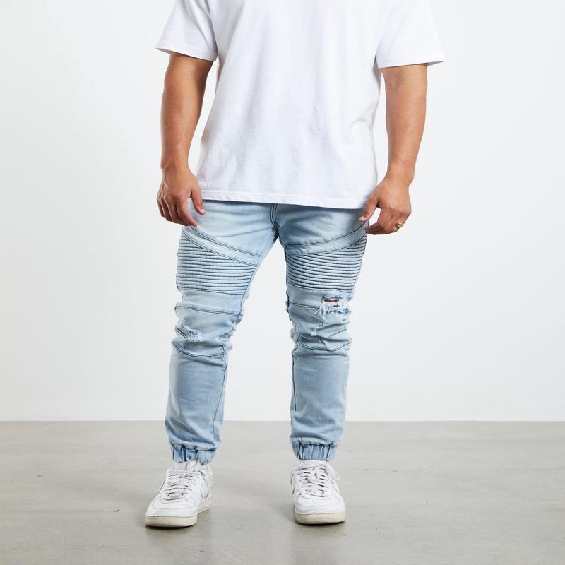 Em 2 Cuffed Biker Pants Blitzed Indigo