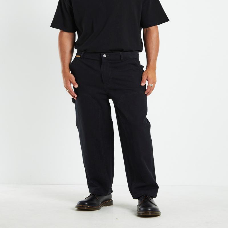 Herringbone Double Knee Pants Black