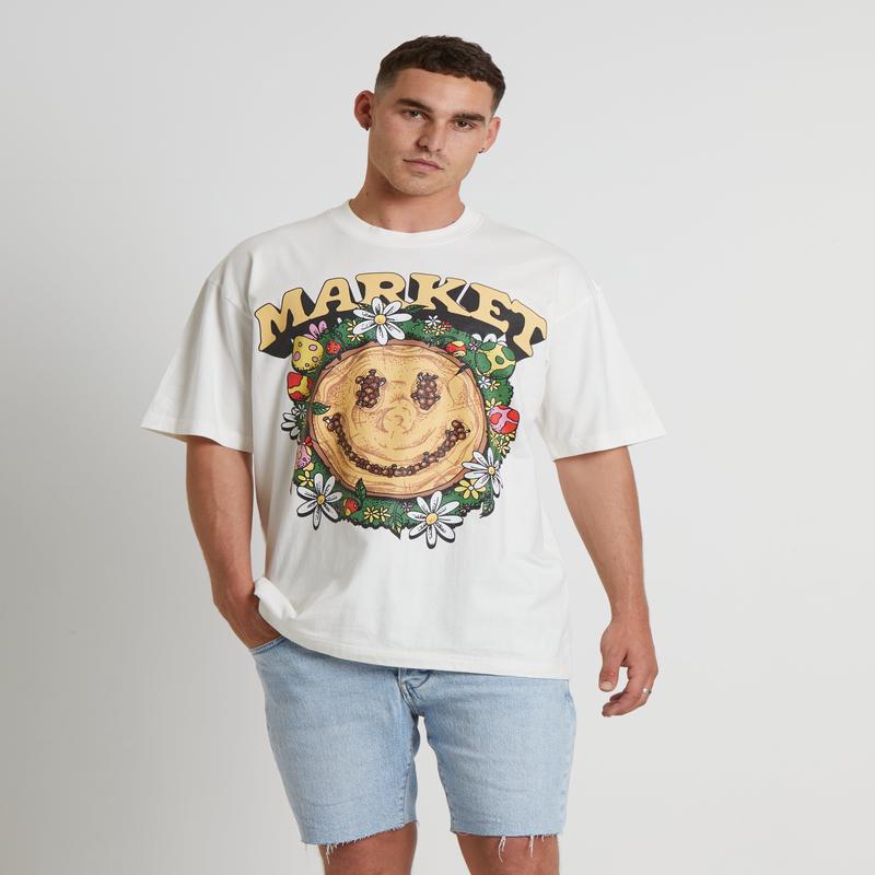 Smiley Decomposition Short Sleeve T-Shirt in Cloud White