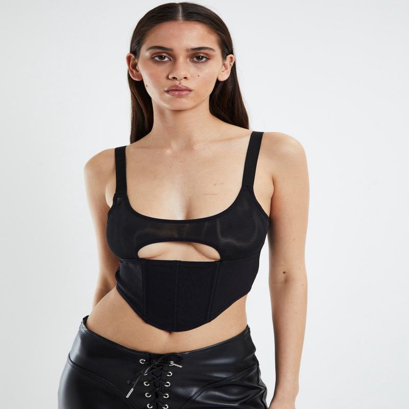 Valerie Cut Out Corset Black