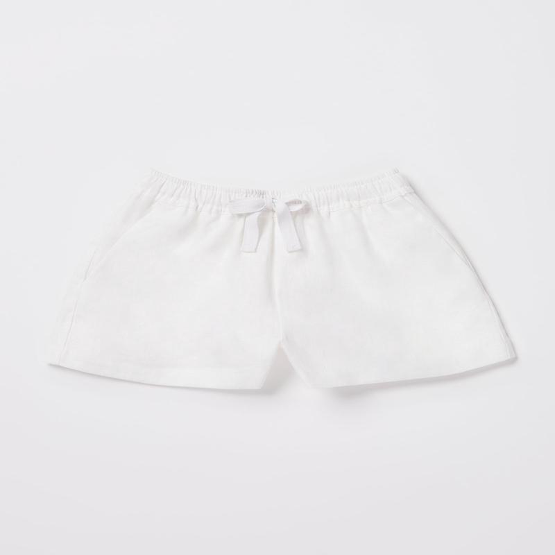 Girls Tide Linen Shorts in White