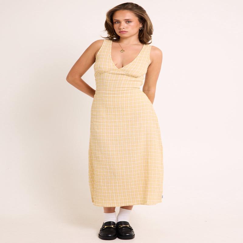 Sunday Seersucker Check Maxi Dress