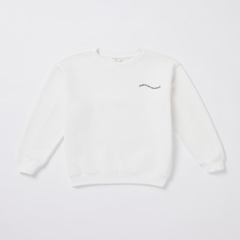 Teen Girls Oversized Wave Origin Fleece Crew Neck Jumper in White