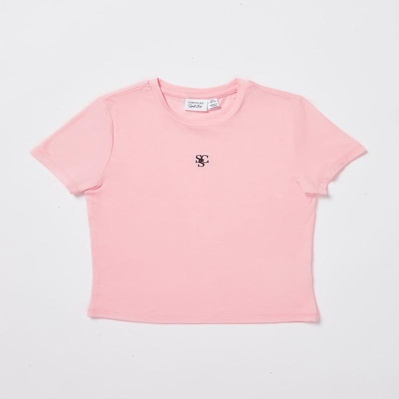 Teen Girls Subtitled Sports Club Fitted T-Shirt in Ballet Pink