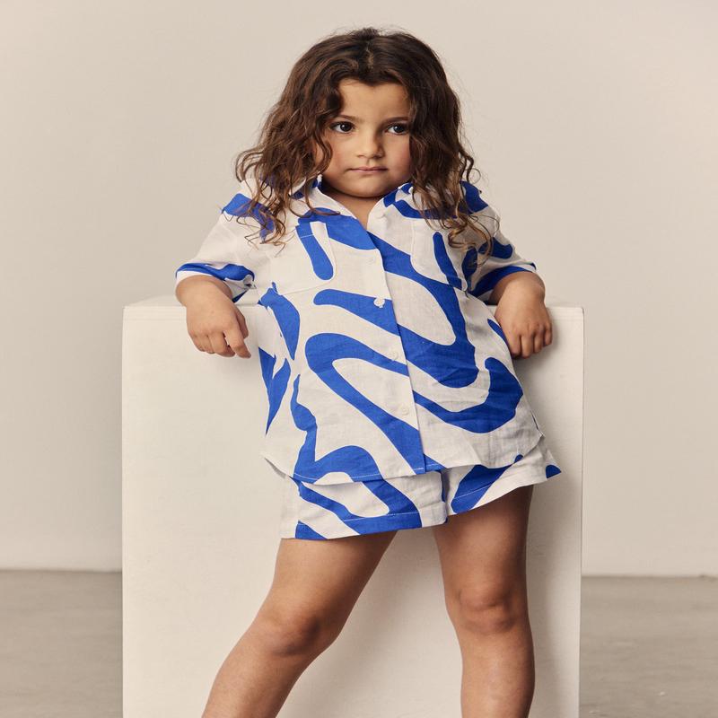 Girls Charlie Swirl Short Sleeve Shirt in Blue