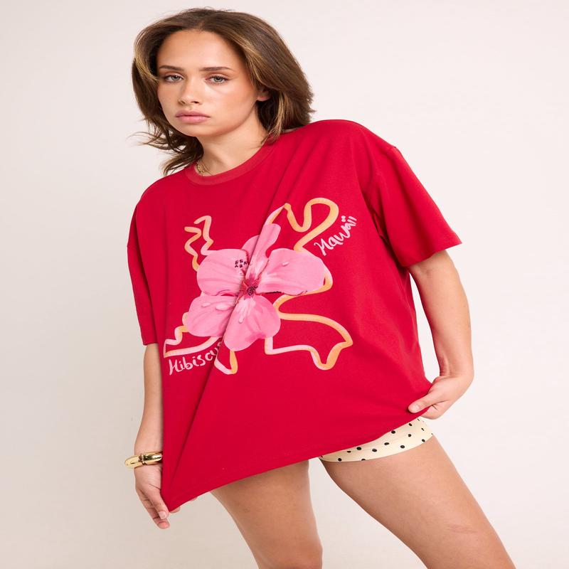 Hawaii Hibiscus Oversized T-Shirt