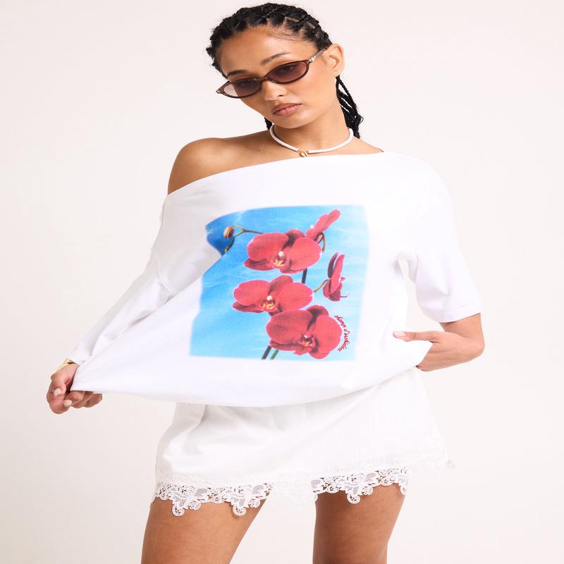 Orchid Off Shoulder T-Shirt