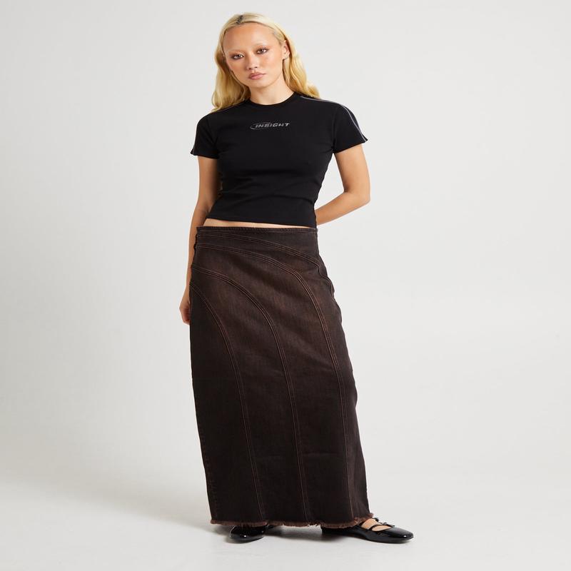 Panelled Denim Maxi Skirt