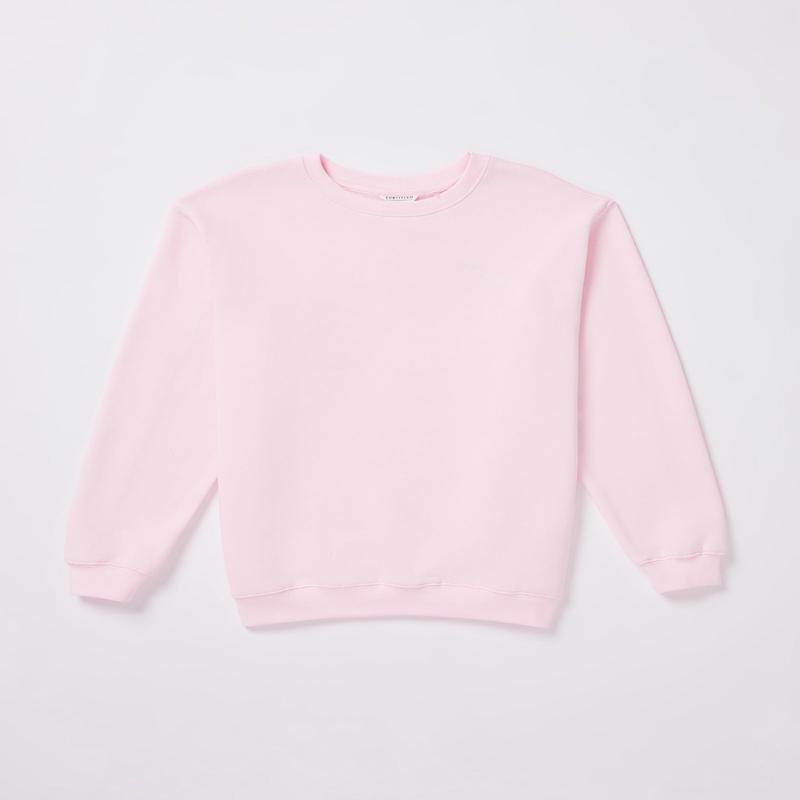 Teen Girls Oversized Wave Origin Fleece Crew Neck Jumper in Pink