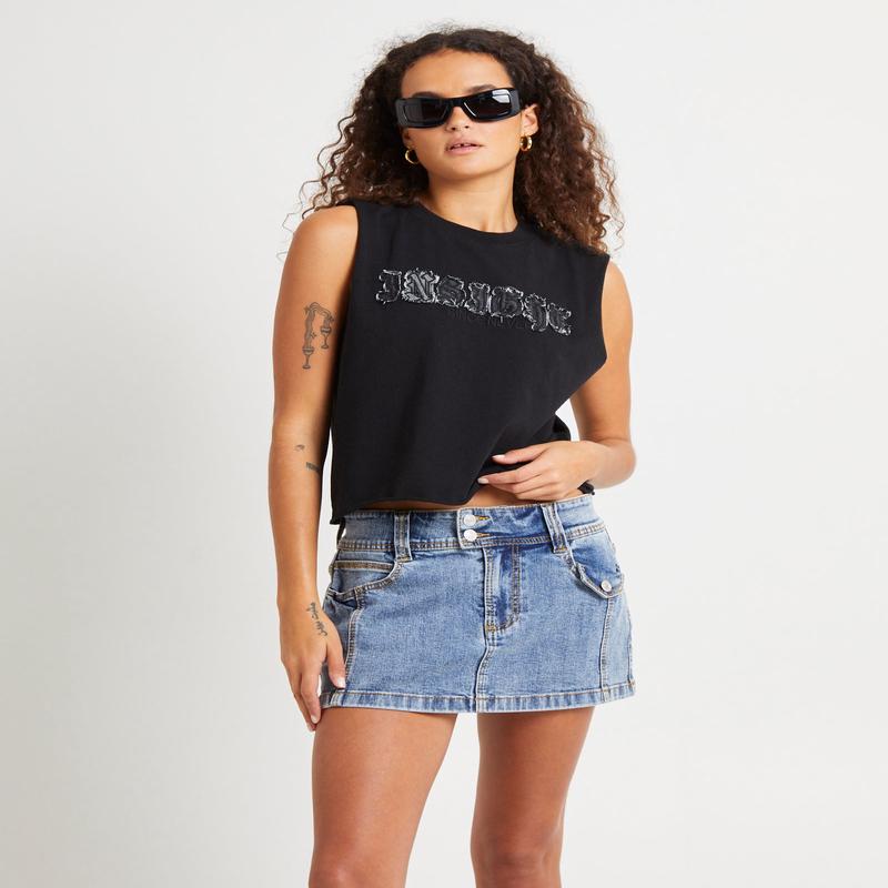 Denim Applique Tank Top