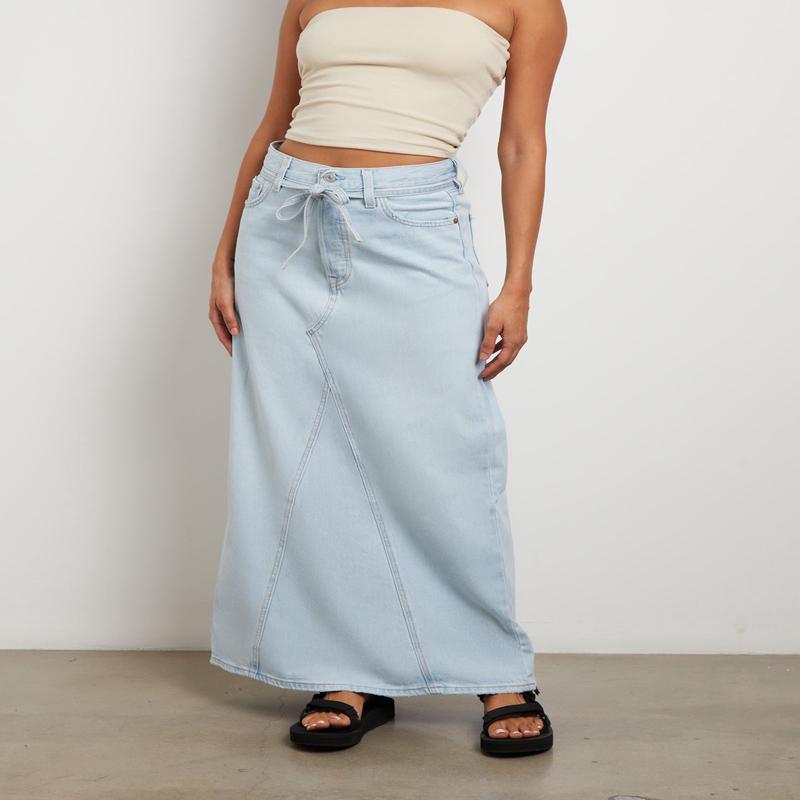 Iconic Long Denim Belt Skirt in So Called Pants
