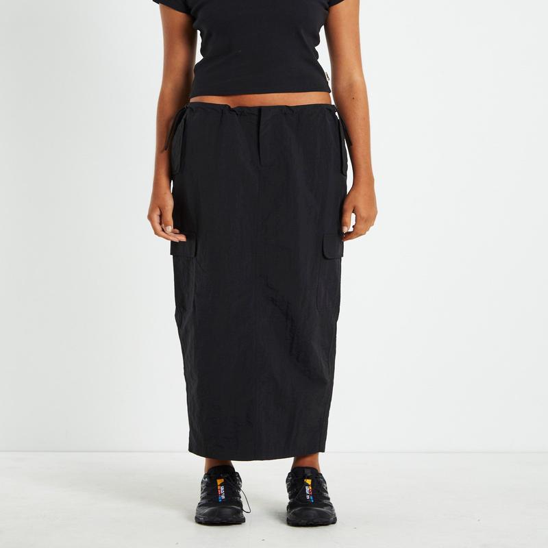 Ruby Multi Pocket Cargo Maxi Skirt Black