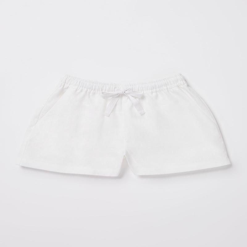 Teen Girls Tide Linen Shorts in White