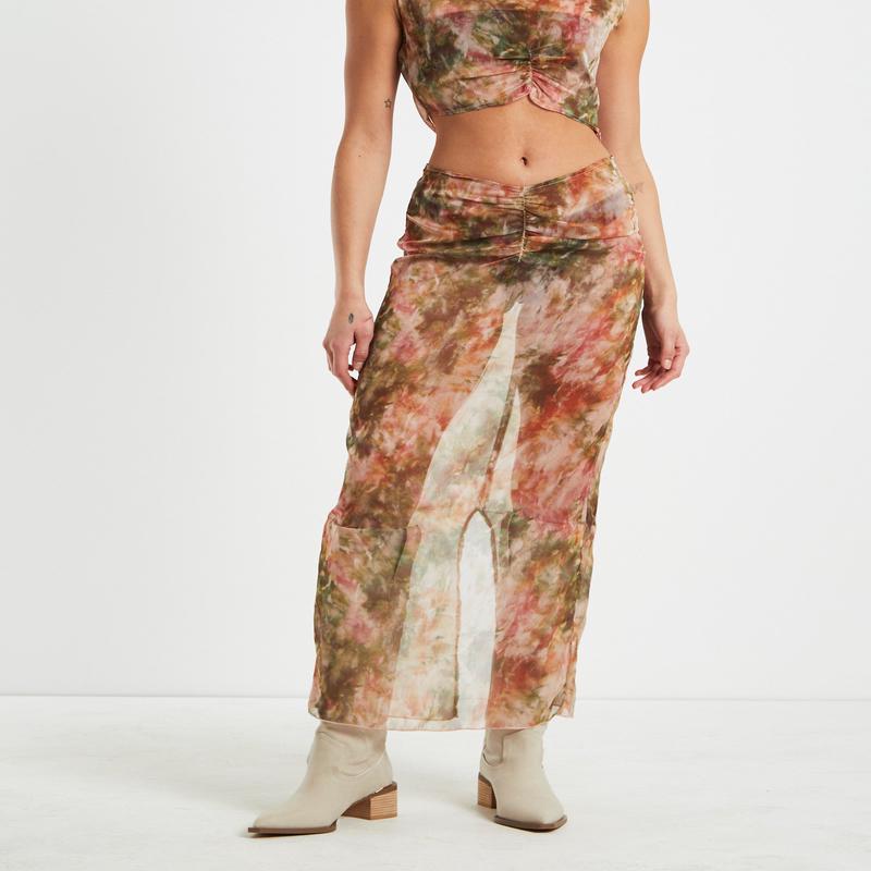 Tibby Tie Dye Midi Skirt in Assorted