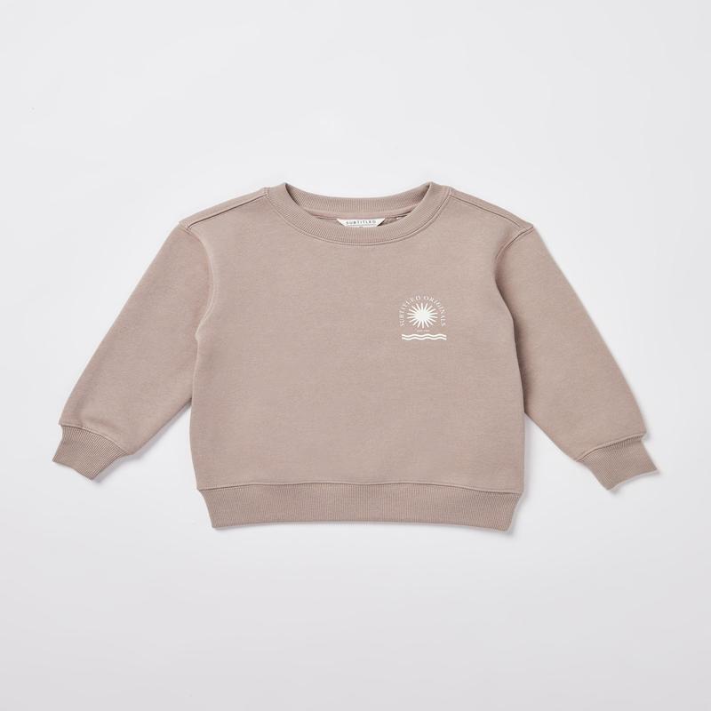 Girls Resort Club Crew Neck Fleece Jumper in Taupe